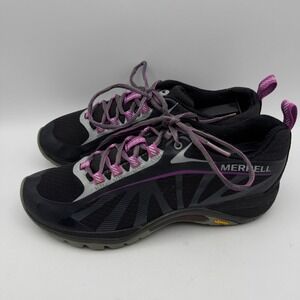 Merrell Siren Edge Hiking Shoes Womens 8 Black Purple J35750 Vibram Low Top